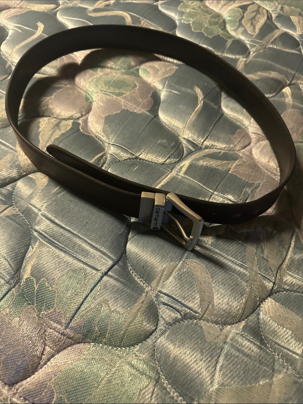 Carhartt Black Leather Belt with Silver Buckle